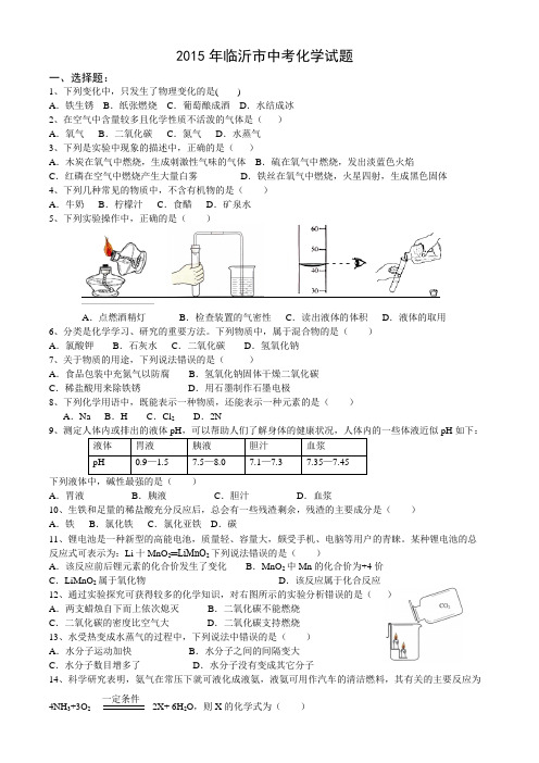 临沂市中考化学试题.doc