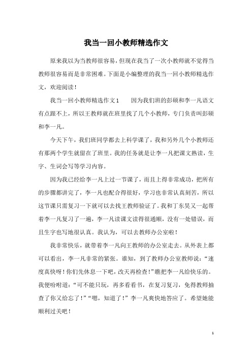 我当一回小教师精选作文