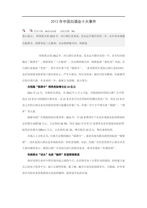 2012年中国白酒业十大事件