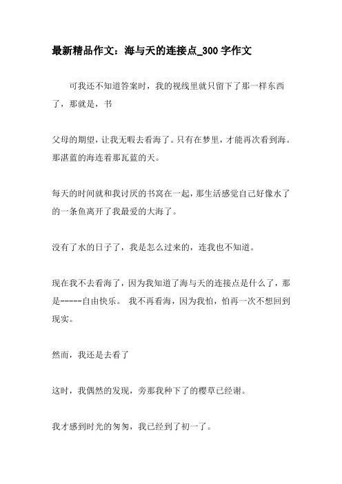 最新精品作文:海与天的连接点_300字作文-最新作文