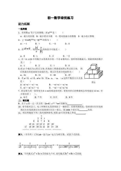 初一数学培优练习题