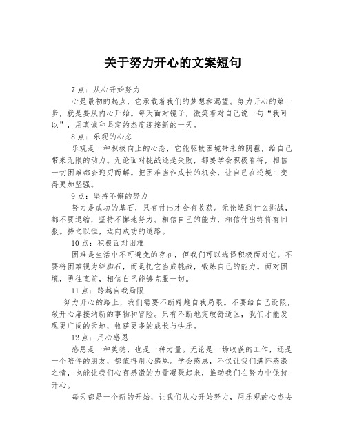 关于努力开心的文案短句