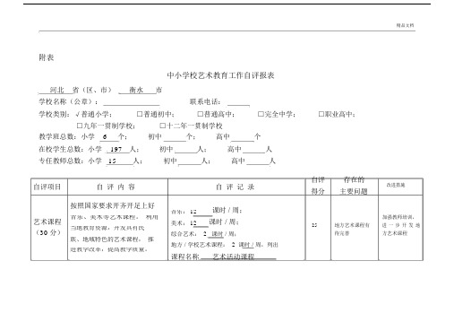 xx小学艺术教育工作自评报标准表格.docx