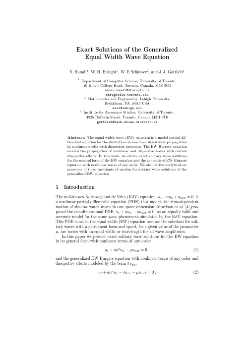 Exact Solutions of the Generalized Equal Width Wave Equation