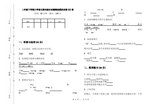 二年级下学期小学语文期末综合试题精选模拟试卷III卷
