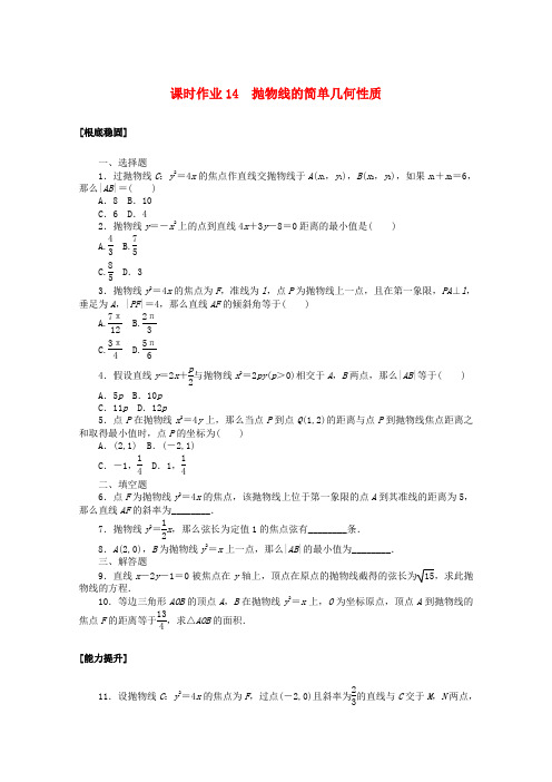 学年高中数学第二章圆锥曲线与方程课时作业抛物线的简单几何性质含解析新人教A版选修_