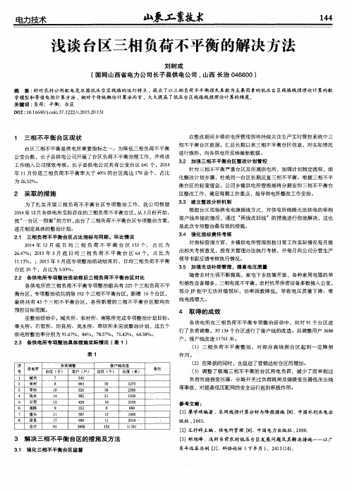 浅谈台区三相负荷不平衡的解决方法