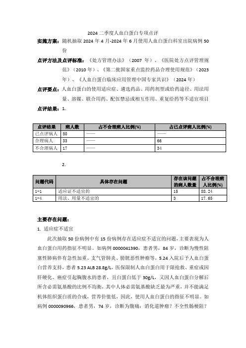 2024二季度人血白蛋白专项点评