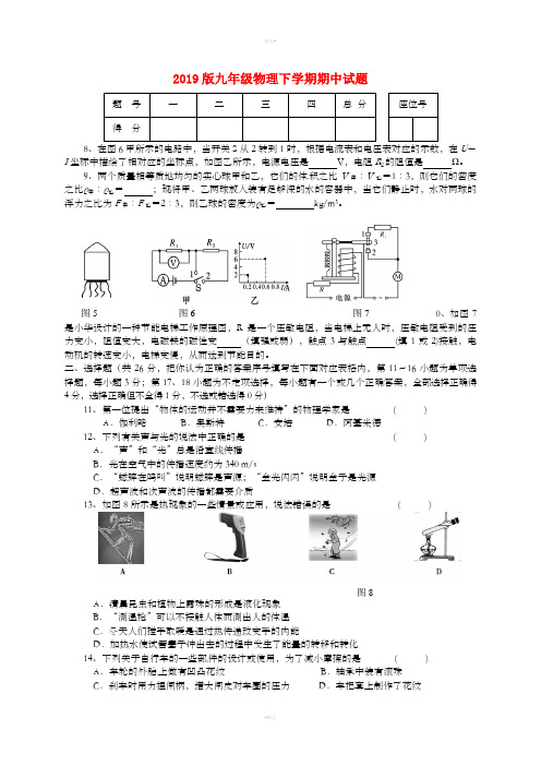 2019版九年级物理下学期期中试题