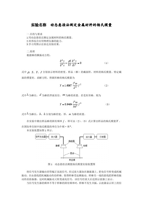 动态悬挂法测定金属材料的杨氏模量实验报告