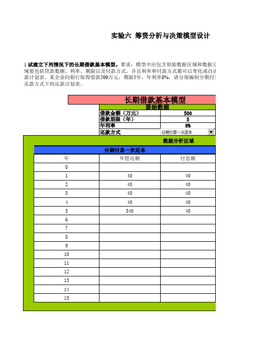 计算机财务管理-Excel操作作业