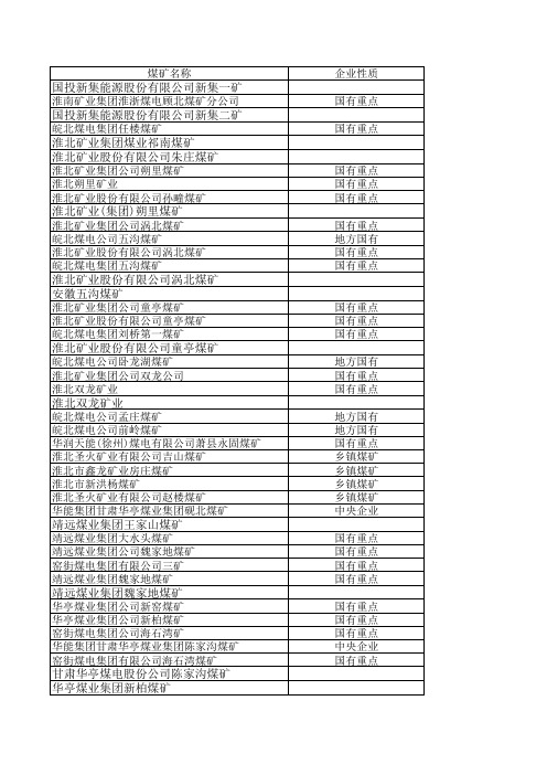 xxxx年各省煤炭企业名录.xls