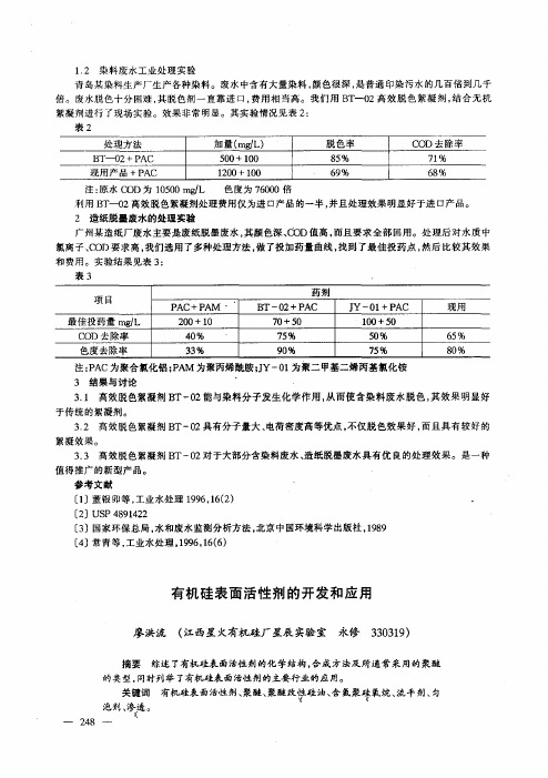 有机硅表面活性剂的开发和应用