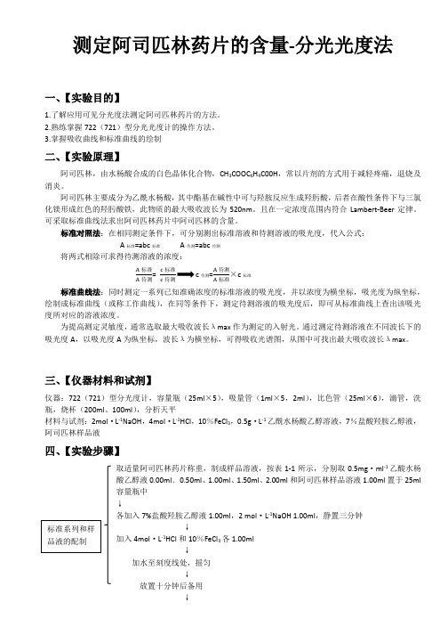 测定阿司匹林药片的含量-分光度法