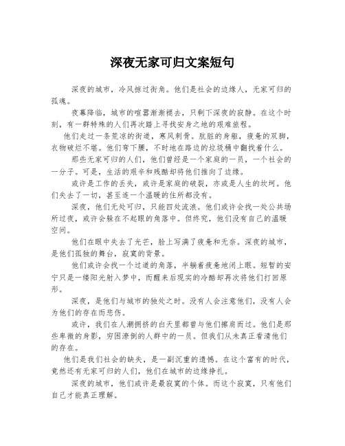 深夜无家可归文案短句