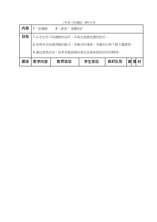 小学体育与健康《快速跑(1)》优质教案、教学设计