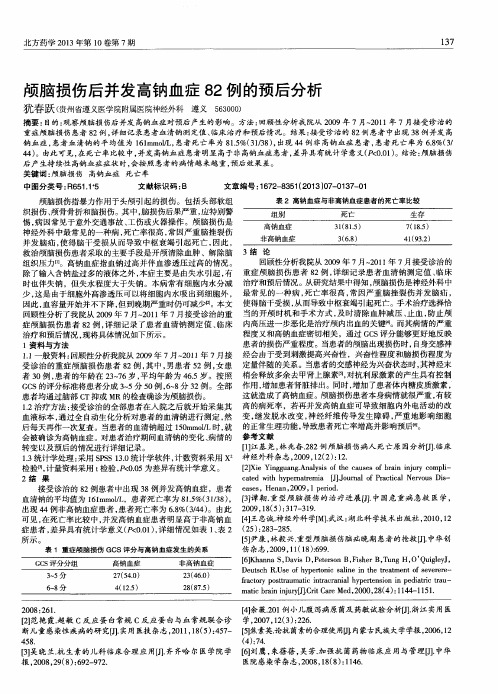 颅脑损伤后并发高钠血症82例的预后分析