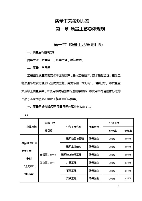 质量工艺策划方案