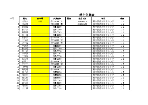 一年级四班校车登记