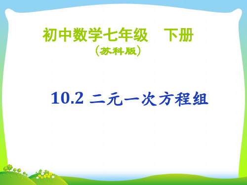 苏科版七年级数学下册第十章 《102 二元一次方程组》公开课课件(共15张PPT)