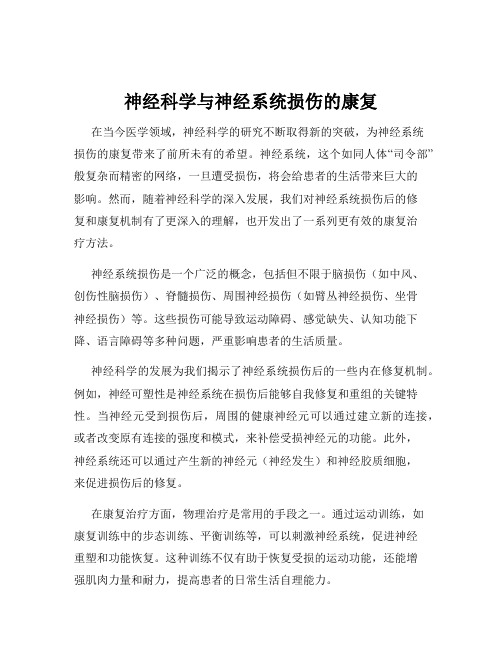 神经科学与神经系统损伤的康复