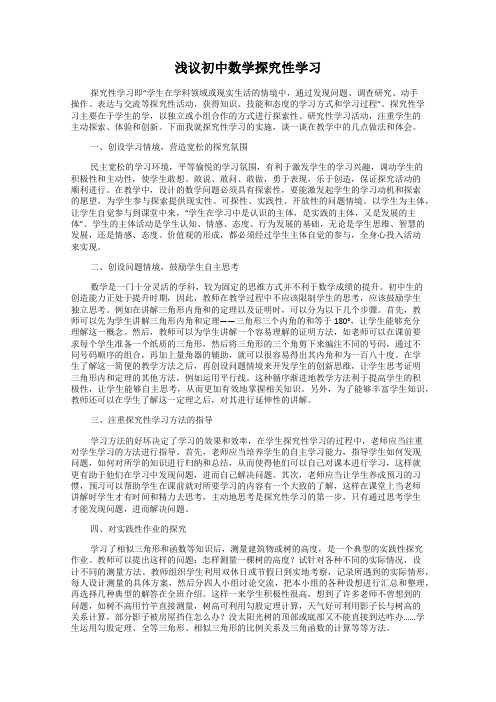 浅议初中数学探究性学习