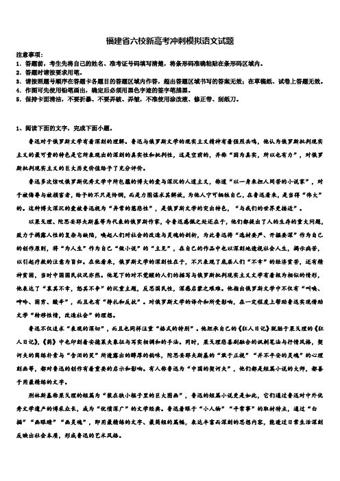 福建省六校新高考冲刺模拟语文试题及答案解析