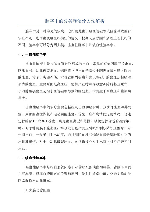 脑卒中的分类和治疗方法解析