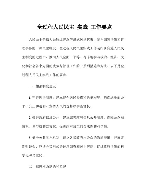 全过程人民民主 实践 工作要点