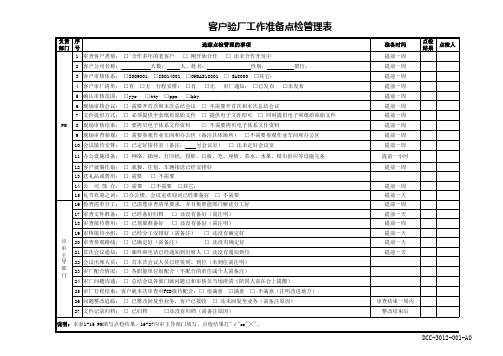 客户验厂工作准备点检管理表