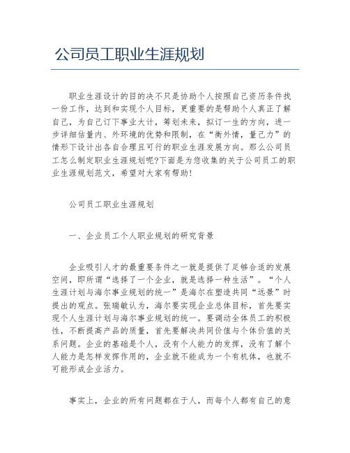 公司员工职业生涯规划