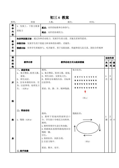 初三6(发展上、下肢力量素质练习)教案