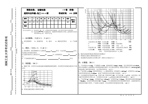 湖南工业大学 包印学院考试B卷