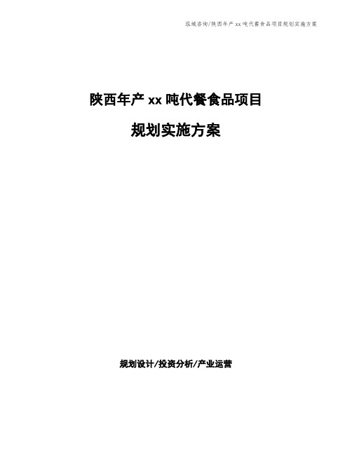 陕西年产xx吨代餐食品项目规划实施方案