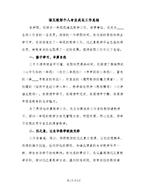 语文教师个人专业成长工作总结（2篇）