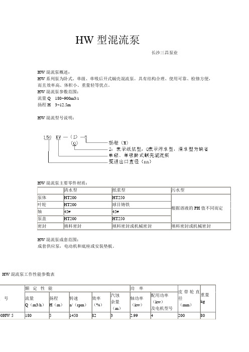 HW型混流泵