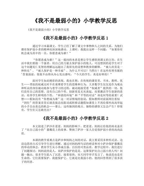 《我不是最弱小的》小学教学反思