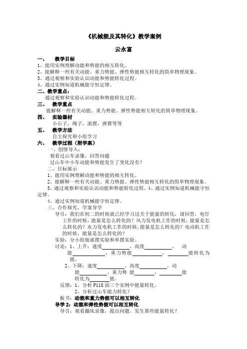 《机械能及其转化》教学案例