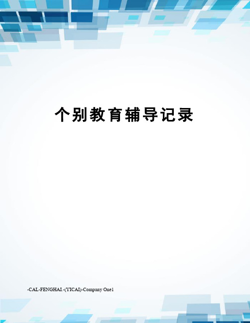个别教育辅导记录