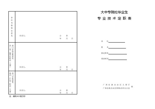 大中专毕业生定职表