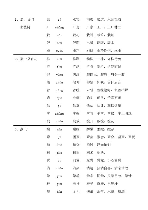 苏教版四年级下册语文生字词组词-成语解释