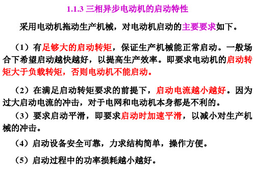 三相异步电动机的启动特性资料讲解