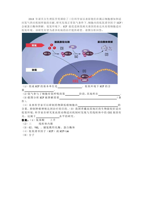 2019年诺贝尔生理医学奖颁给了三位科学家以表彰他们在揭示细胞感知和适应氧气供应机制所做的贡献