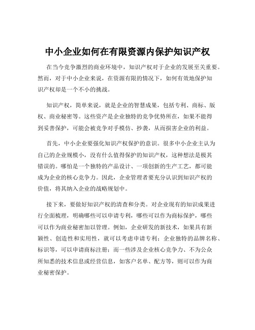 中小企业如何在有限资源内保护知识产权