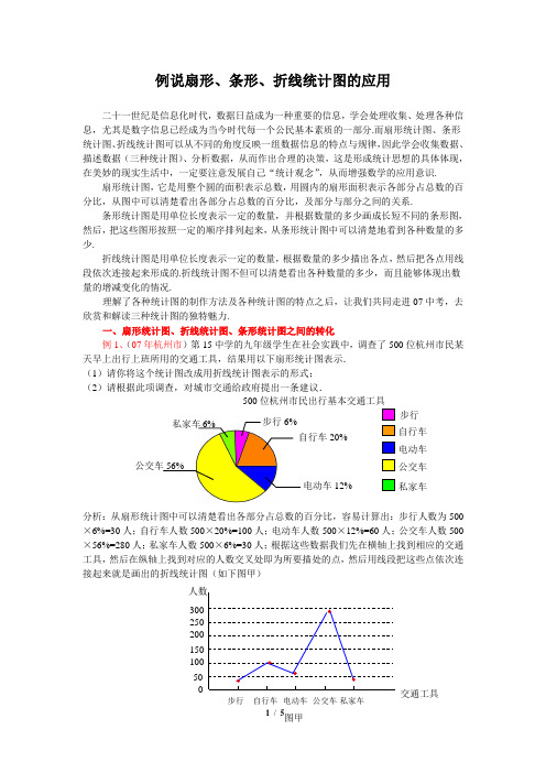 例说扇形条形折线统计图的应用