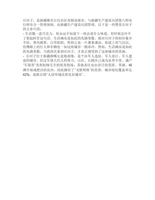 赞美石河子文章