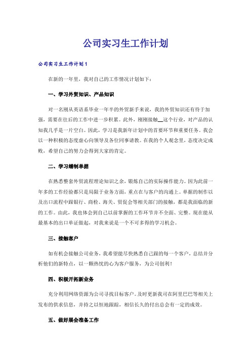 公司实习生工作计划