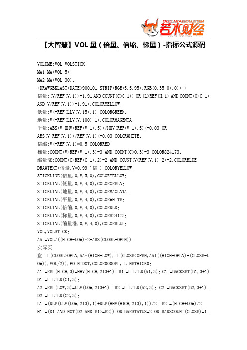 【股票指标公式下载】-【大智慧】VOL量(倍量、倍缩、梯量)