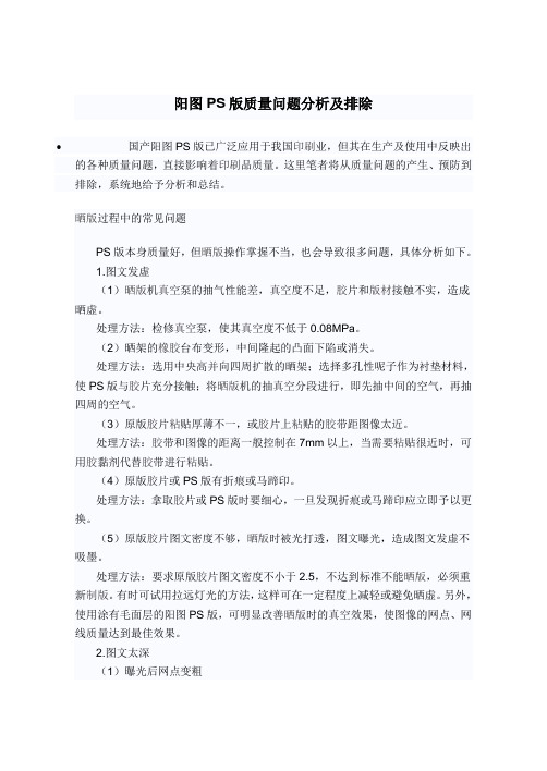 阳图PS版质量问题分析及排除