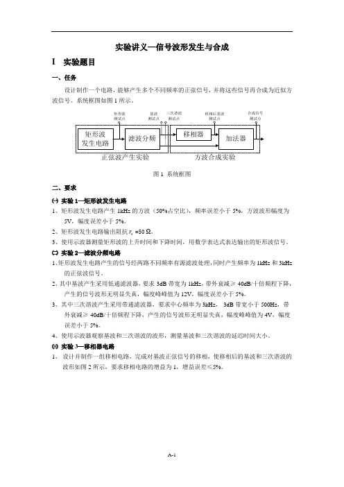 综合实验(三)信号波形发生与合成实验讲义